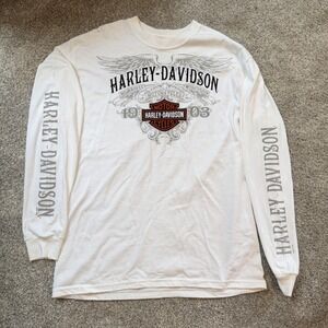 Harley-Davidson Valparaiso Indiana Long Sleeve White Graphic T-Shirt Mens L 2011
